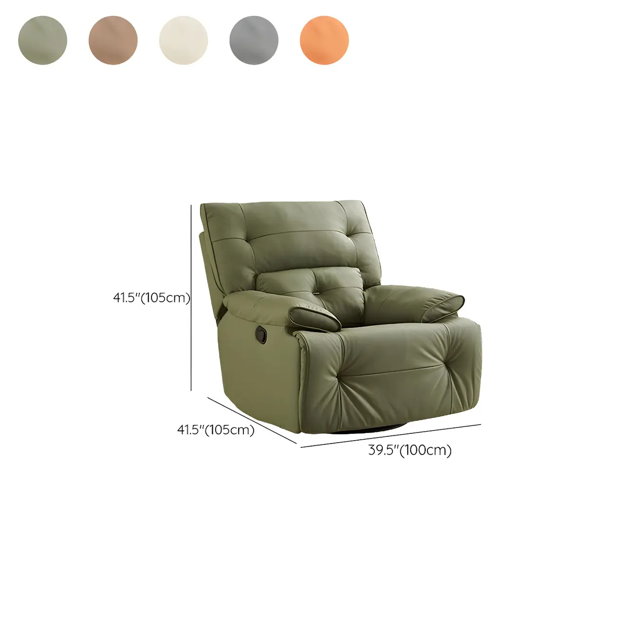 Modern Super Soft  Faux Leather Swivel and Rocker Manual Recliner Chair with Footrest #size