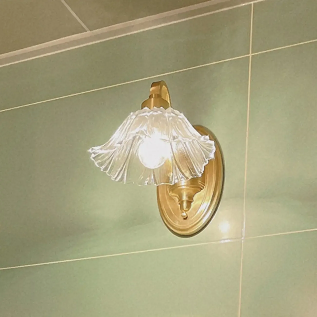 Clear Glass Floral Vanity Light with Gold Arc Arm for Bathroom - HomeyFad