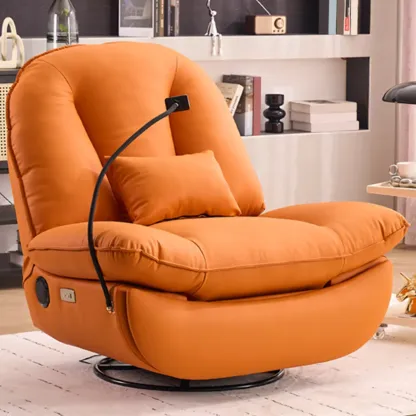 Contemporary Leather Swivel Recliner for Living Room Image - 3