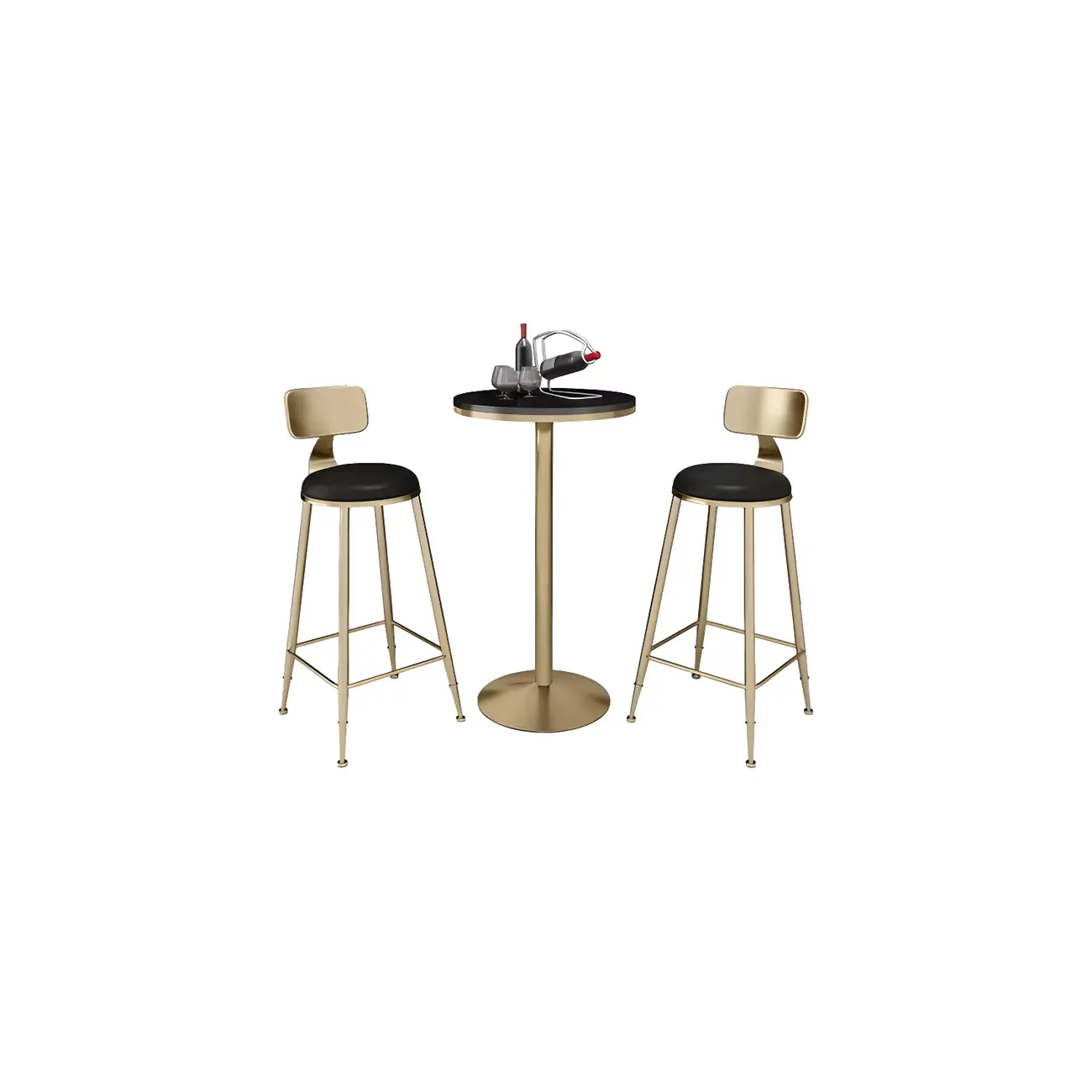 Elegant Marble Top Bar Set with Gold Metal Base Image - 10 | homeyfad