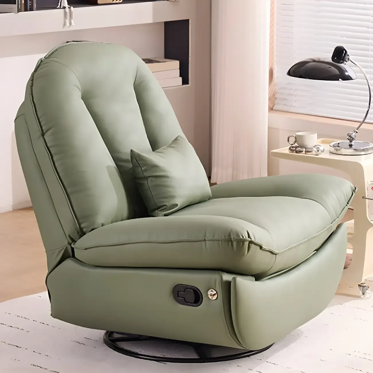 Contemporary Leather Swivel Recliner for Living Room Image - 6