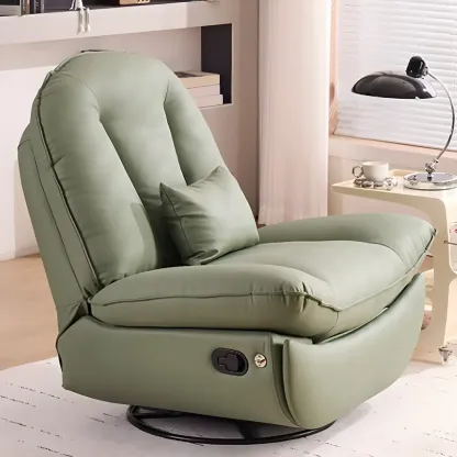 Contemporary Leather Swivel Recliner for Living Room Image - 6