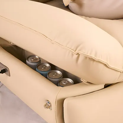 Contemporary Leather Swivel Recliner for Living Room Image - 7