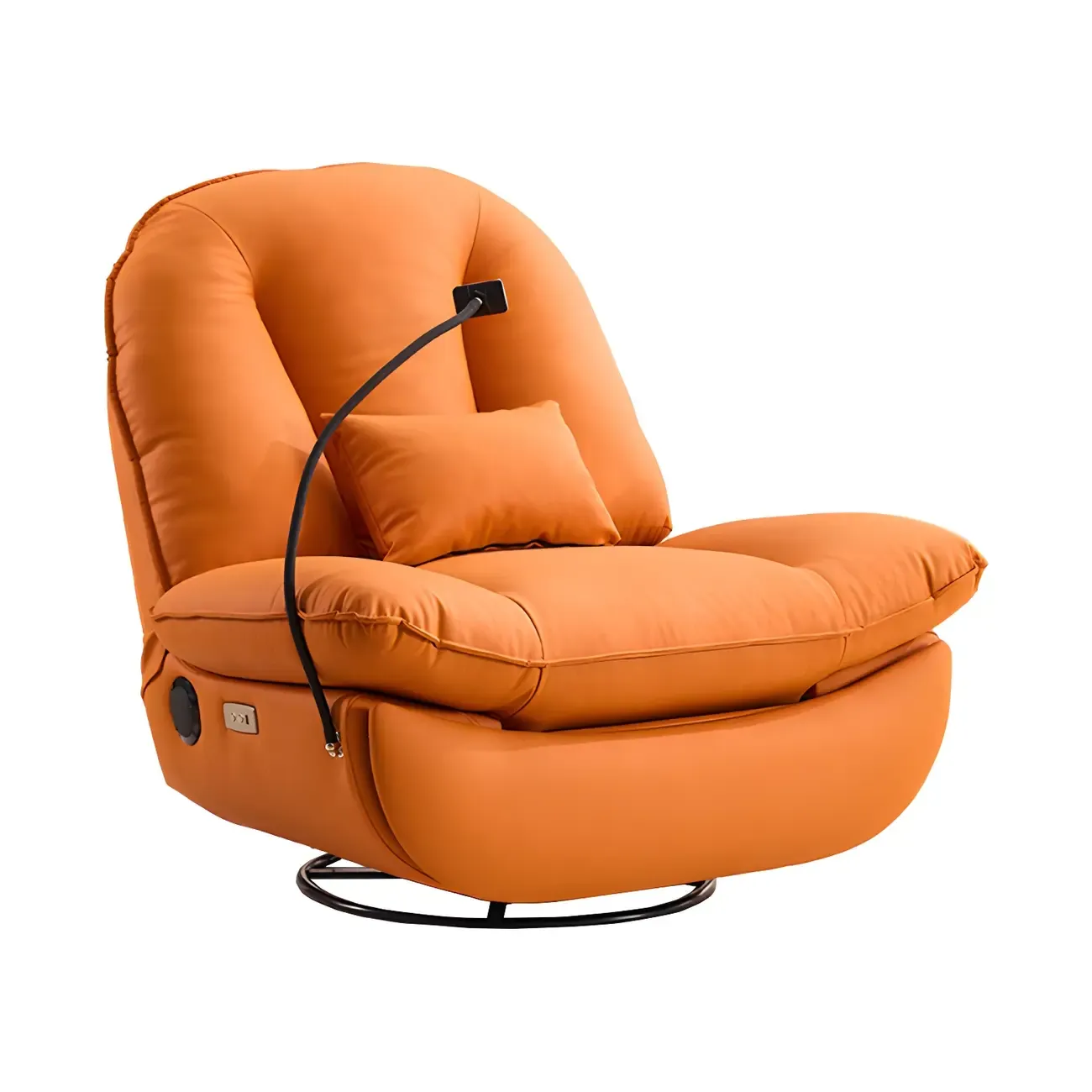 Contemporary Leather Swivel Recliner for Living Room Image - 8