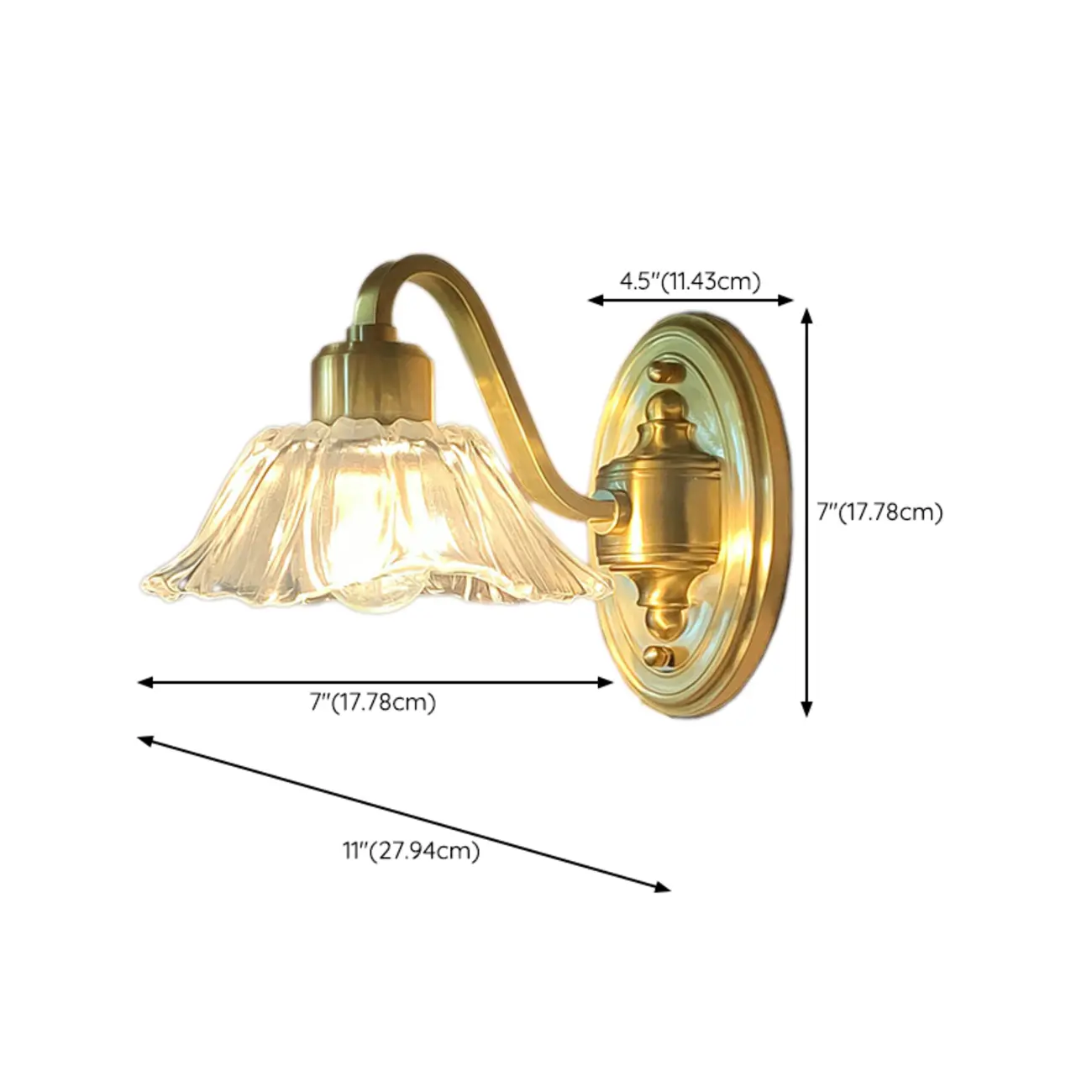 Elegant Clear Glass Floral Vanity Light with Gold Arc Arm for Bathroom Image - 17 | homeyfad