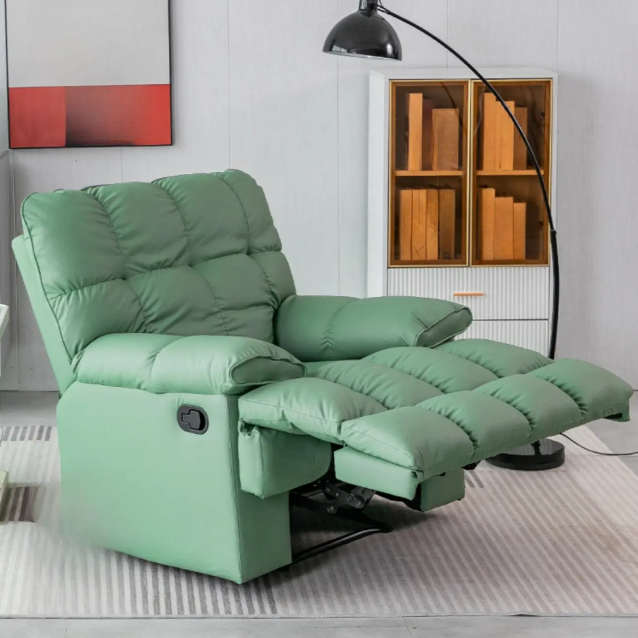Casual Upholstered Recliner with Swivel Base for Living Room Image - 1 | homeyfad