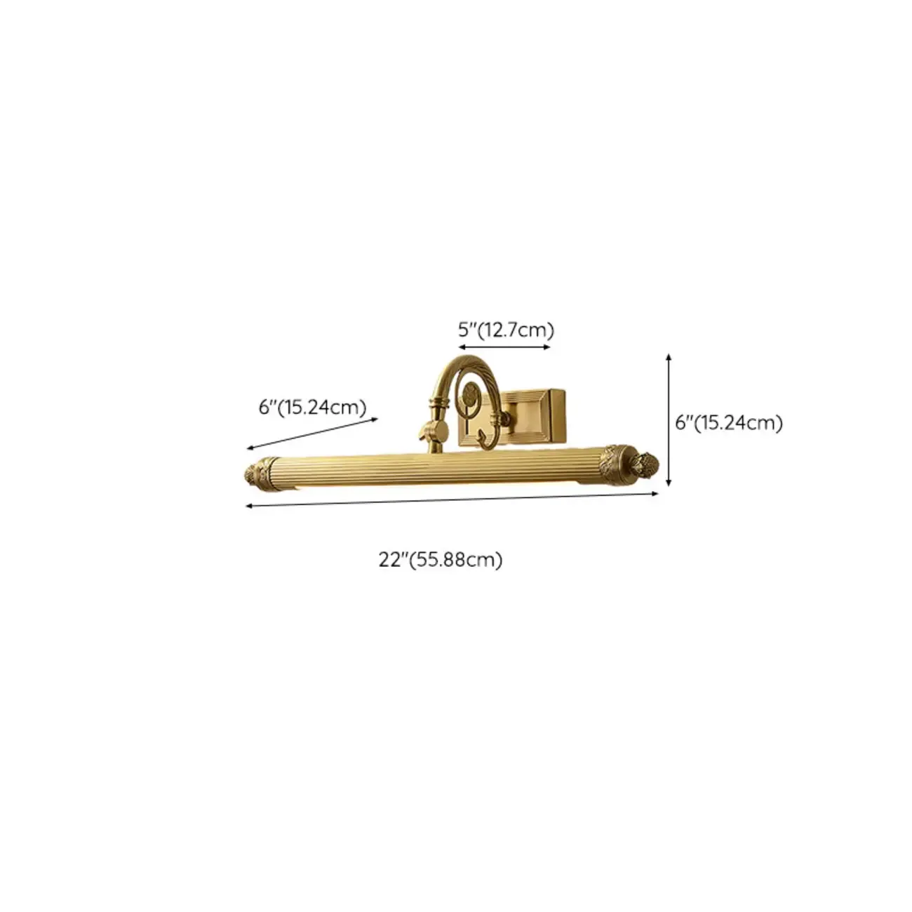 Artistic Gold Tube Adjustable Vanity Light with Warm Glow for Bathroom Decor #size