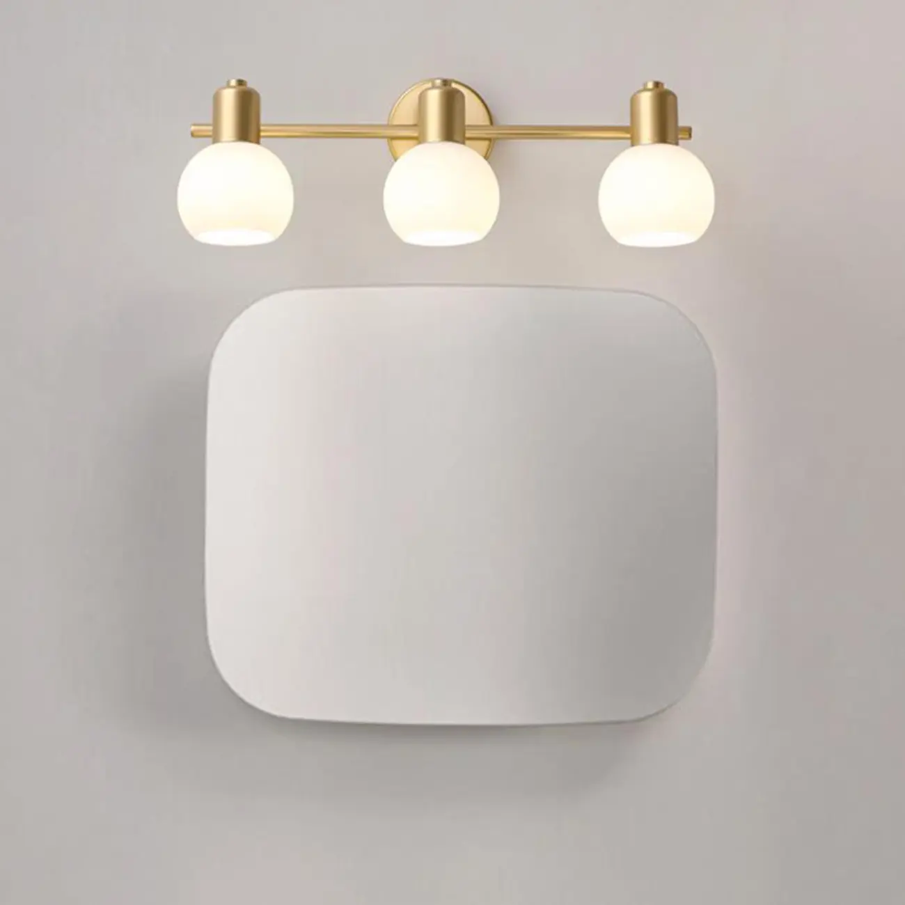 Modern Gold 3 Head Dimmable Vanity Lamp with Globe Glass Shades For Bathroom Image - 2 | homeyfad