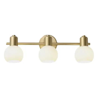 Modern Gold 3 Head Dimmable Vanity Lamp with Globe Glass Shades For Bathroom Image - 6