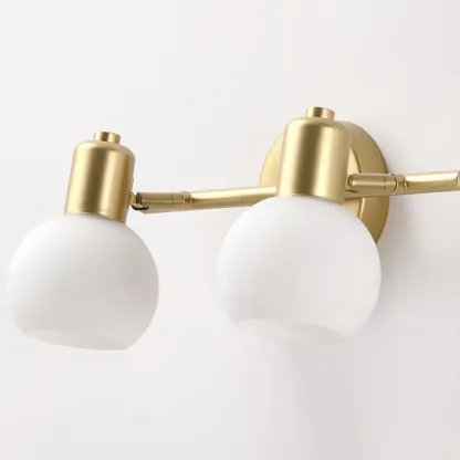 Modern Gold 3 Head Dimmable Vanity Lamp with Globe Glass Shades For Bathroom Image - 7