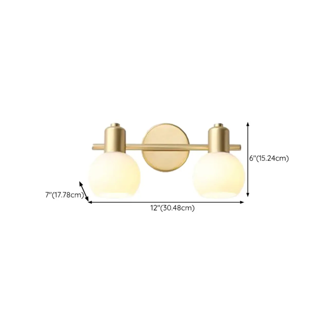 Modern Gold 3 Head Dimmable Vanity Lamp with Globe Glass Shades For Bathroom #size