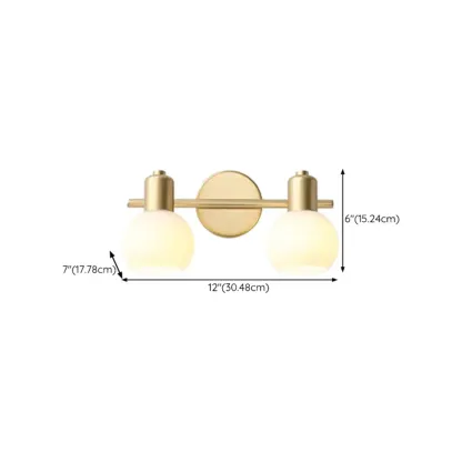 Modern Gold 3 Head Dimmable Vanity Lamp with Globe Glass Shades For Bathroom #size
