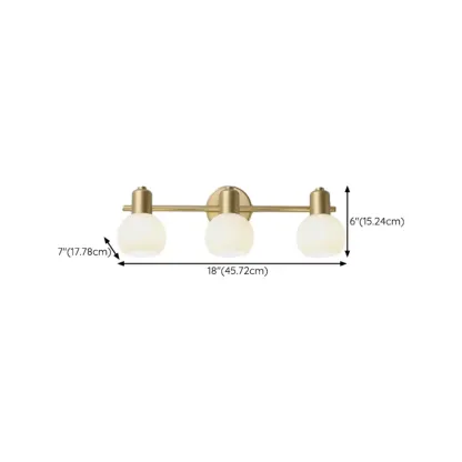 Modern Gold 3 Head Dimmable Vanity Lamp with Globe Glass Shades For Bathroom Image - 10