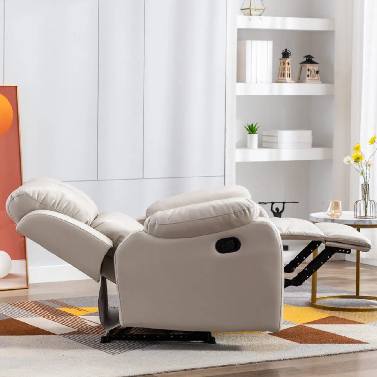 Contemporary Upholstered Recliner Chair with Massage Function for Living Room Image - 2 | homeyfad