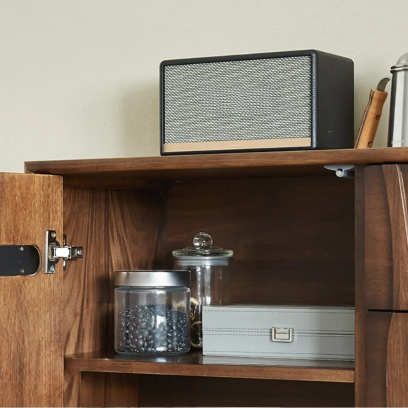 Scandinavian Brown Solid Wood Buffet Table with Drawers Image - 8 | homeyfad