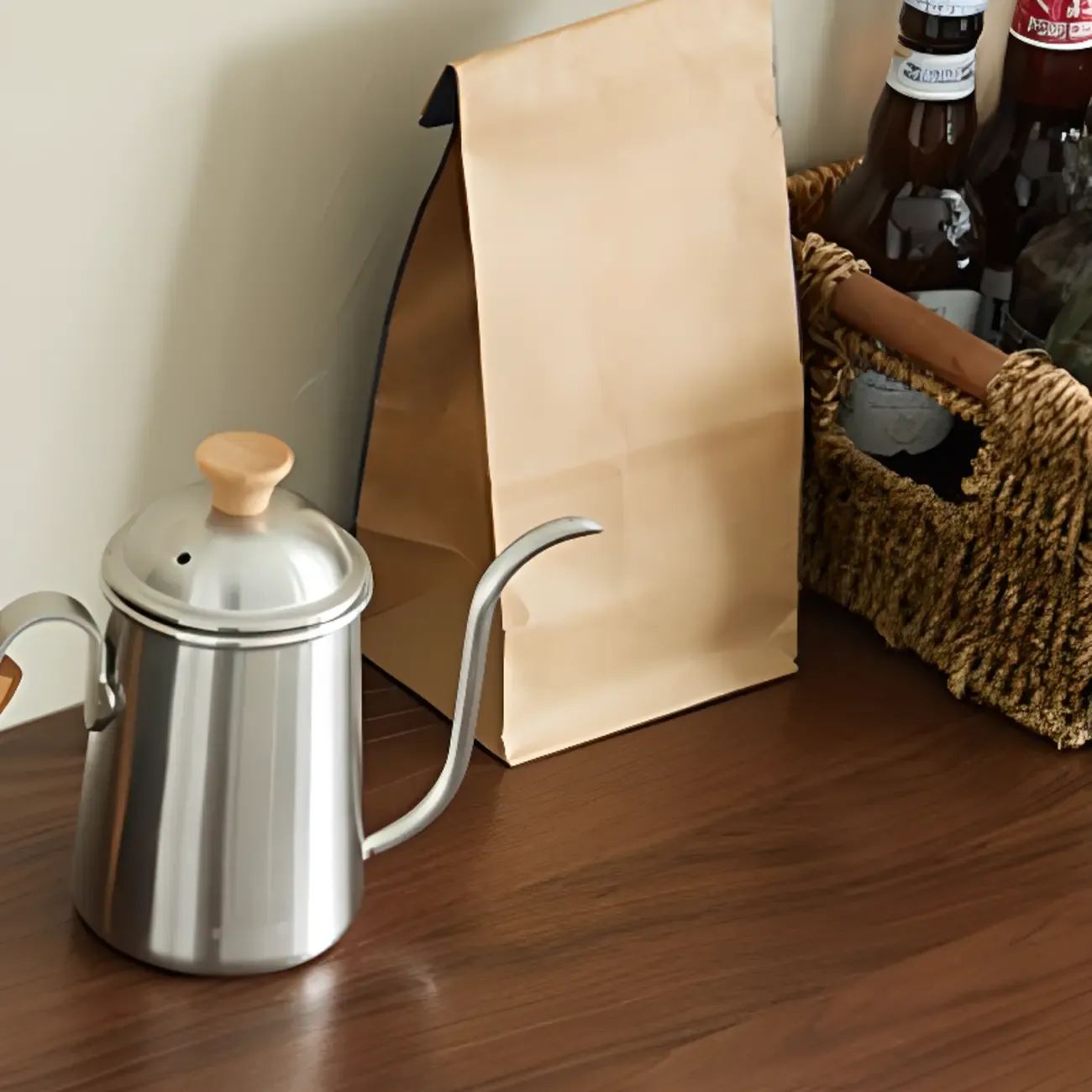 Scandinavian Brown Solid Wood Buffet Table with Drawers Image - 10