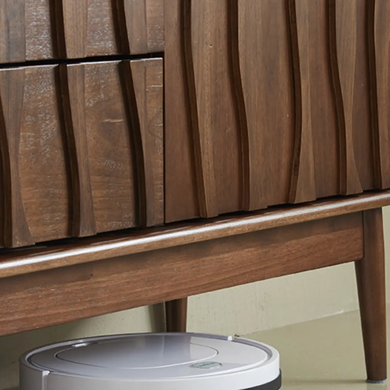 Scandinavian Brown Solid Wood Buffet Table with Drawers Image - 11 | homeyfad