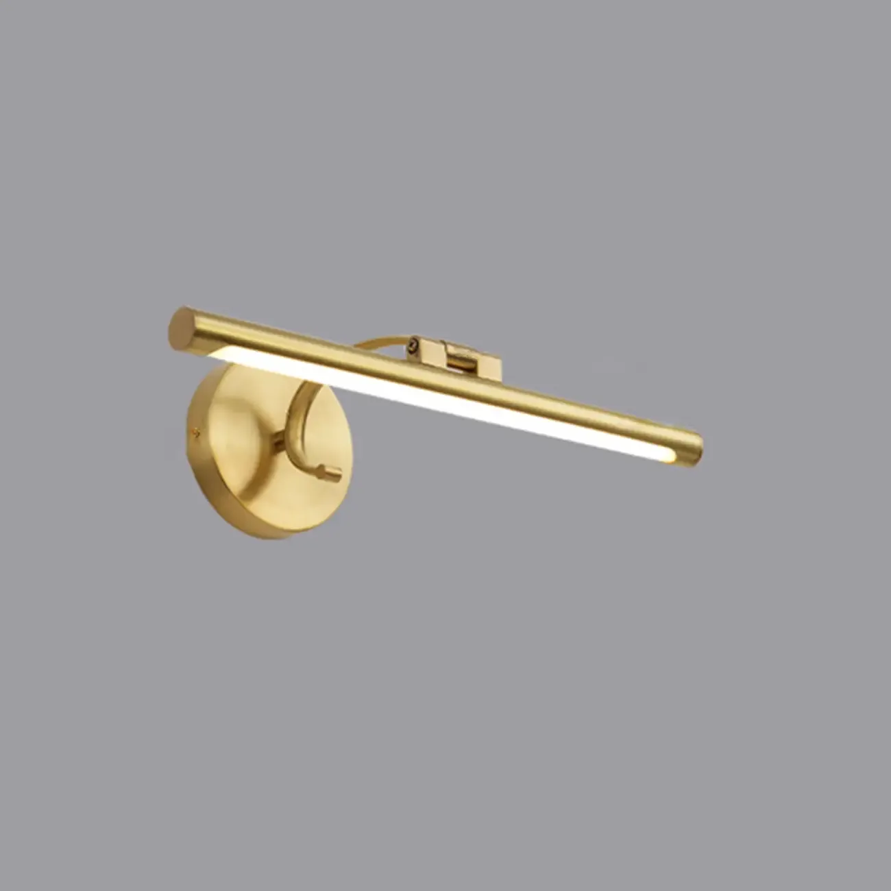 Modern Gold Linear LED Vanity Light with Arced Arm for Mirror Front Image - 6