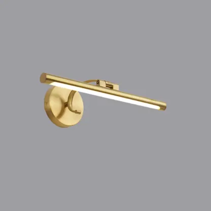 Modern Gold Linear LED Vanity Light with Arced Arm for Mirror Front Image - 6