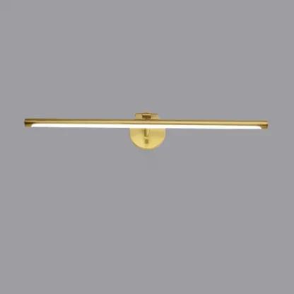 Modern Gold Linear LED Vanity Light with Arced Arm for Mirror Front Image - 7