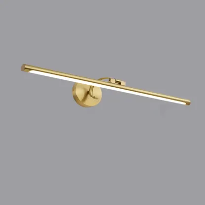 Modern Gold Linear LED Vanity Light with Arced Arm for Mirror Front Image - 8