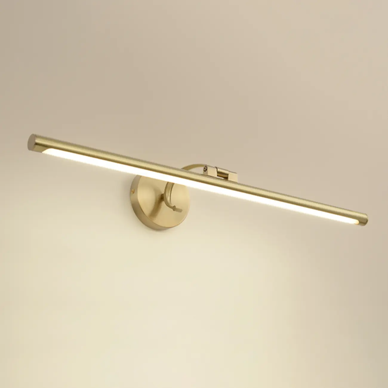 Modern Gold Linear LED Vanity Light with Arced Arm for Mirror Front Image - 9 | homeyfad
