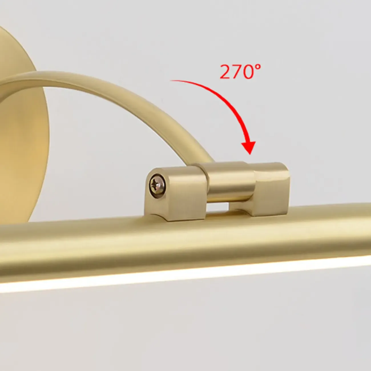 Modern Gold Linear LED Vanity Light with Arced Arm for Mirror Front Image - 11