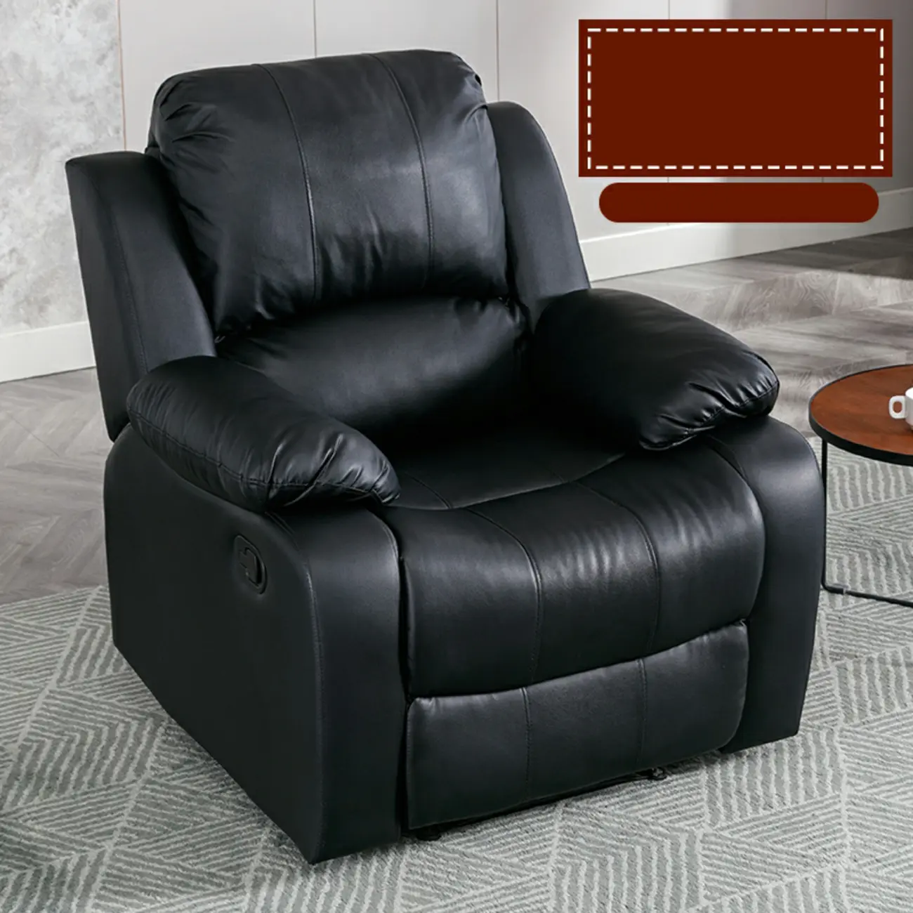 PU Upholstered Power Recliner with Pillow Top Armrest in Black Image - 2 | homeyfad