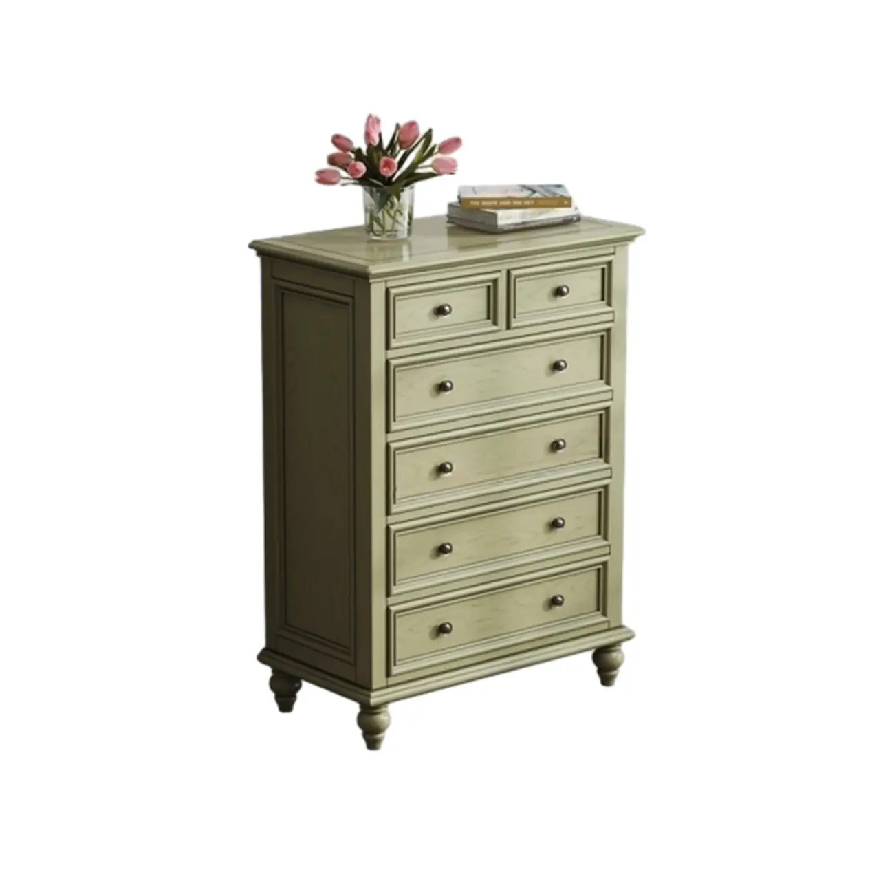 French Country Green Wooden Sideboard with Drawers Image - 5 | homeyfad