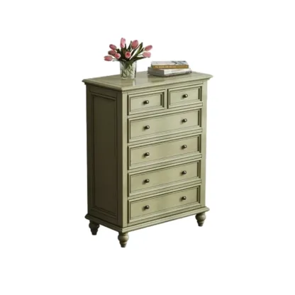 French Country Green Wooden Sideboard with Drawers Image - 5