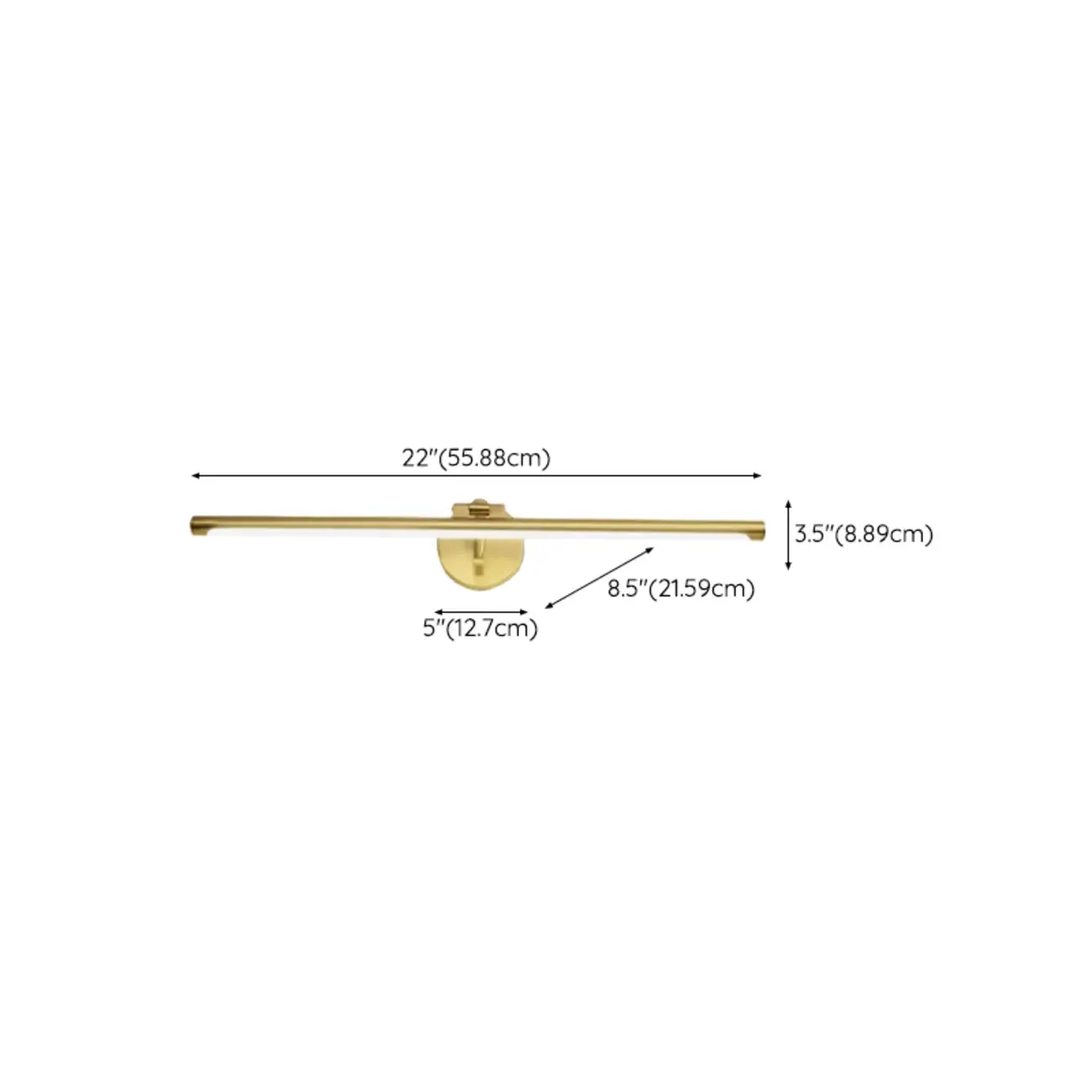 Modern Gold Linear LED Vanity Light with Arced Arm for Mirror Front Image - 15