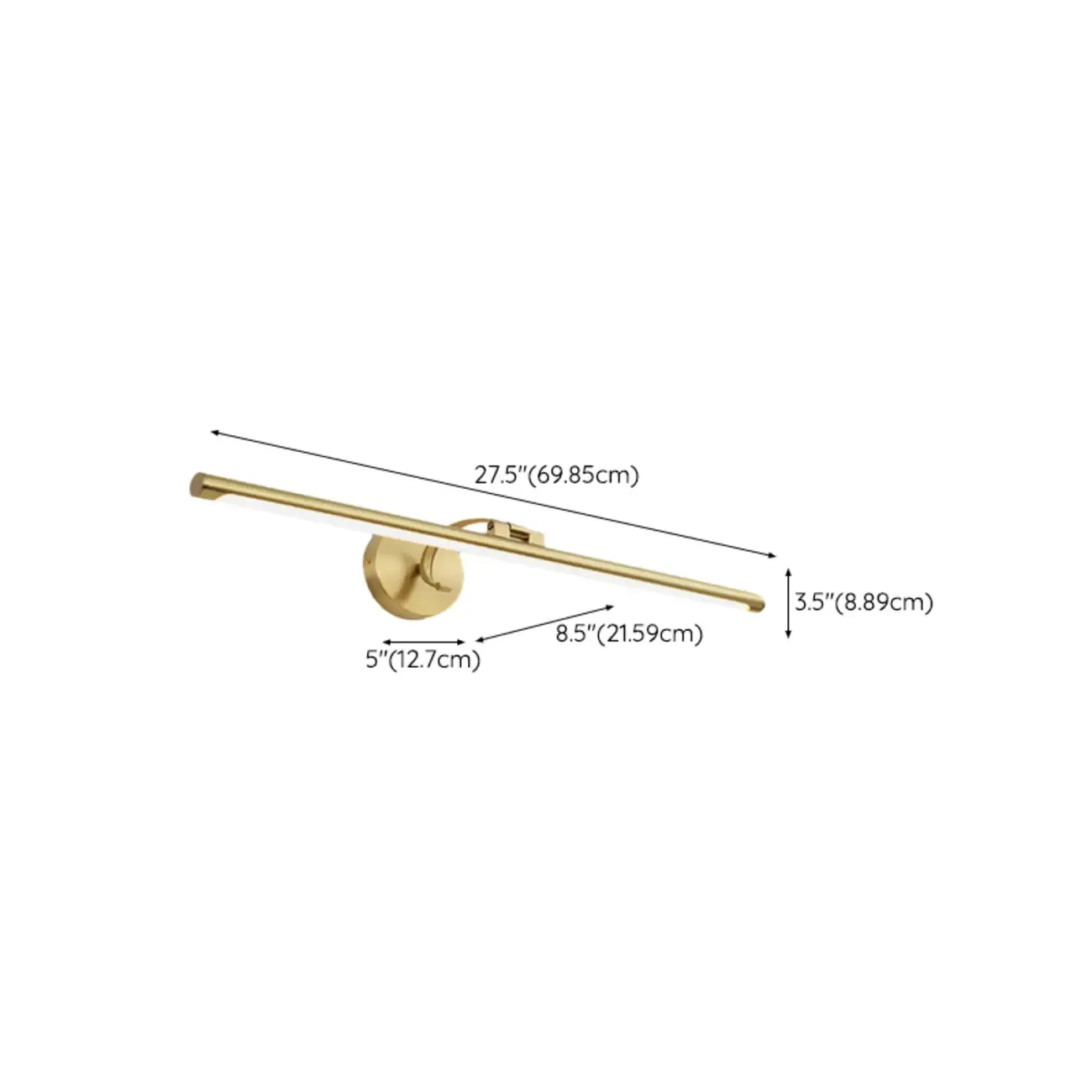 Modern Gold Linear LED Vanity Light with Arced Arm for Mirror Front Image - 16