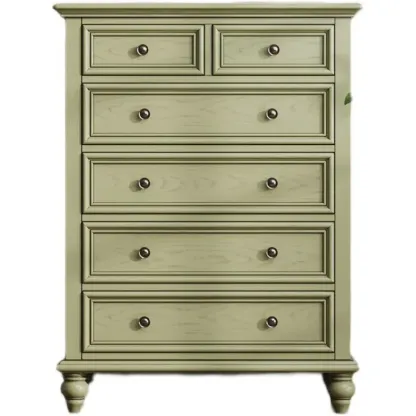 French Country Green Wooden Sideboard with Drawers Image - 8