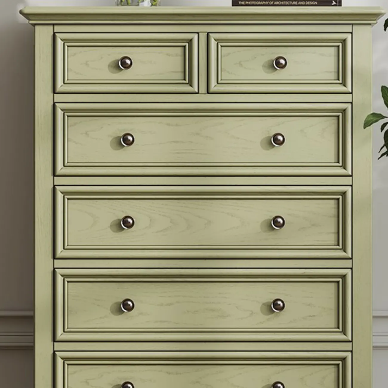 French Country Green Wooden Sideboard with Drawers Image - 12 | homeyfad