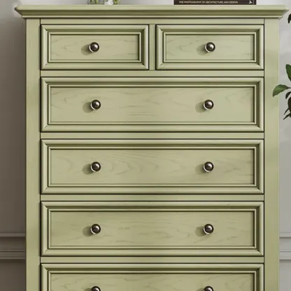 French Country Green Wooden Sideboard with Drawers Image - 12