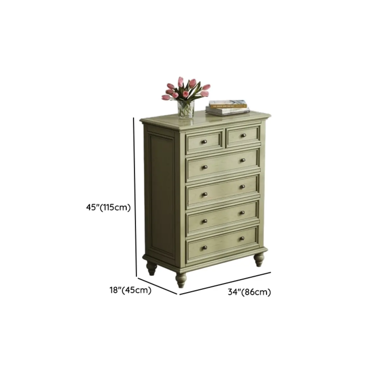 French Country Green Wooden Sideboard with Drawers Image - 15 | homeyfad