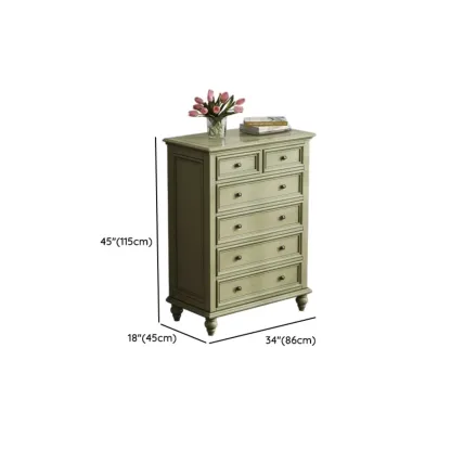 French Country Green Wooden Sideboard with Drawers Image - 15