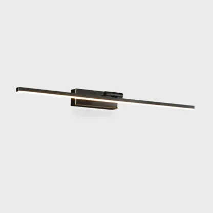 Nordic Black Sleek Linear LED Wall Lamp with Adjustable Arm for Bathroom Mirror Image - 6