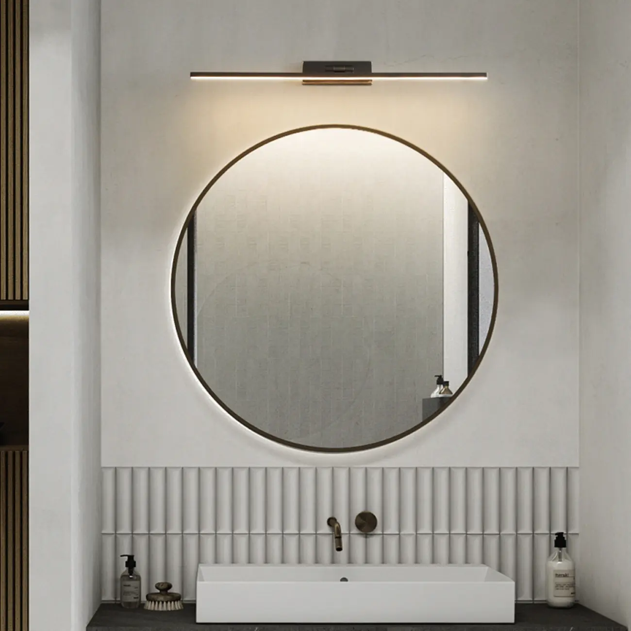 Nordic Black Sleek Linear LED Wall Lamp with Adjustable Arm for Bathroom Mirror Image - 11 | homeyfad