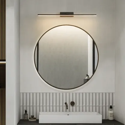 Nordic Black Sleek Linear LED Wall Lamp with Adjustable Arm for Bathroom Mirror Image - 11