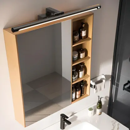 Modern Black Sleek Tubular LED Vanity Light for Cabinet Front Image - 1