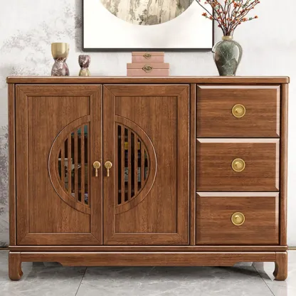 Traditional Wooden Sideboard with Cabinet & Drawer in Walnut Image - 1