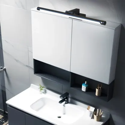 Modern Black Sleek Tubular LED Vanity Light for Cabinet Front Image - 7