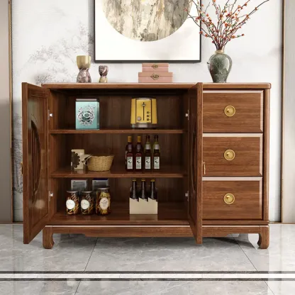 Traditional Wooden Sideboard with Cabinet & Drawer in Walnut Image - 2