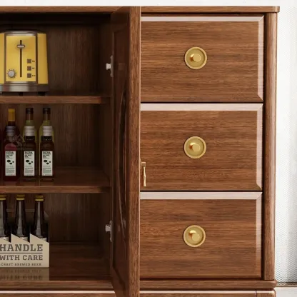 Traditional Wooden Sideboard with Cabinet & Drawer in Walnut Image - 9