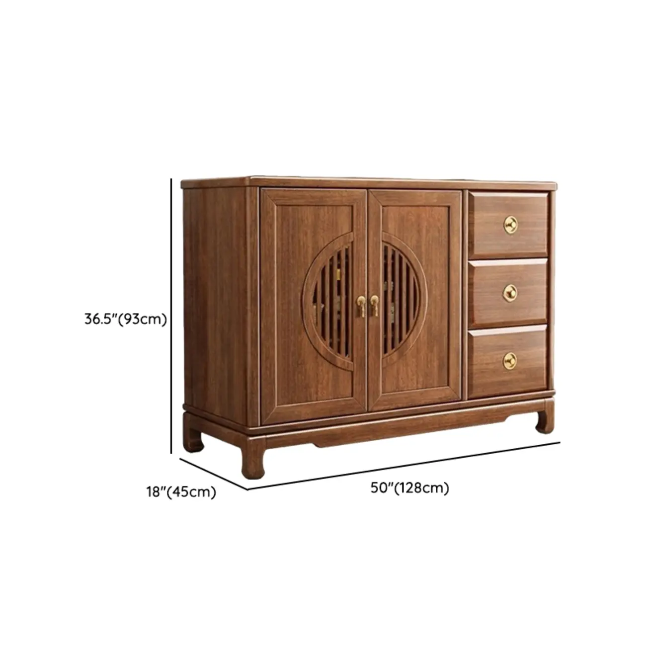 Traditional Wooden Sideboard with Cabinet & Drawer in Walnut #size | homeyfad