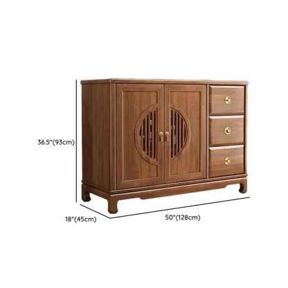 Traditional Wooden Sideboard with Cabinet & Drawer in Walnut #size