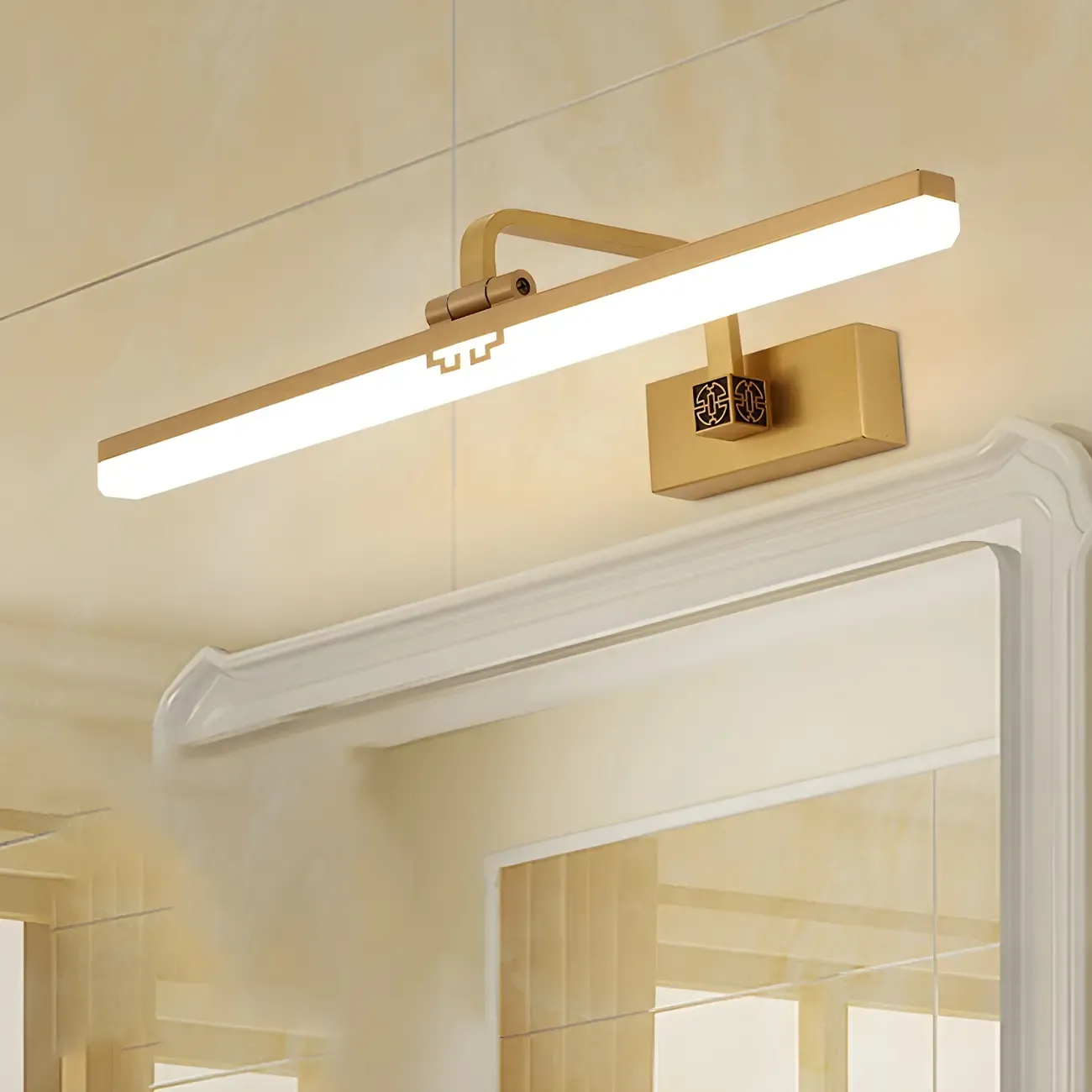 Zen Metal Black Linear LED Vanity Light with Arced Arm for Bathroom Mirror Image - 2
