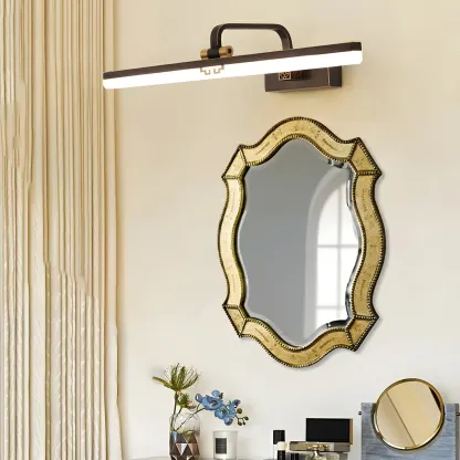 Zen Metal Black Linear LED Vanity Light with Arced Arm for Bathroom Mirror Image - 4