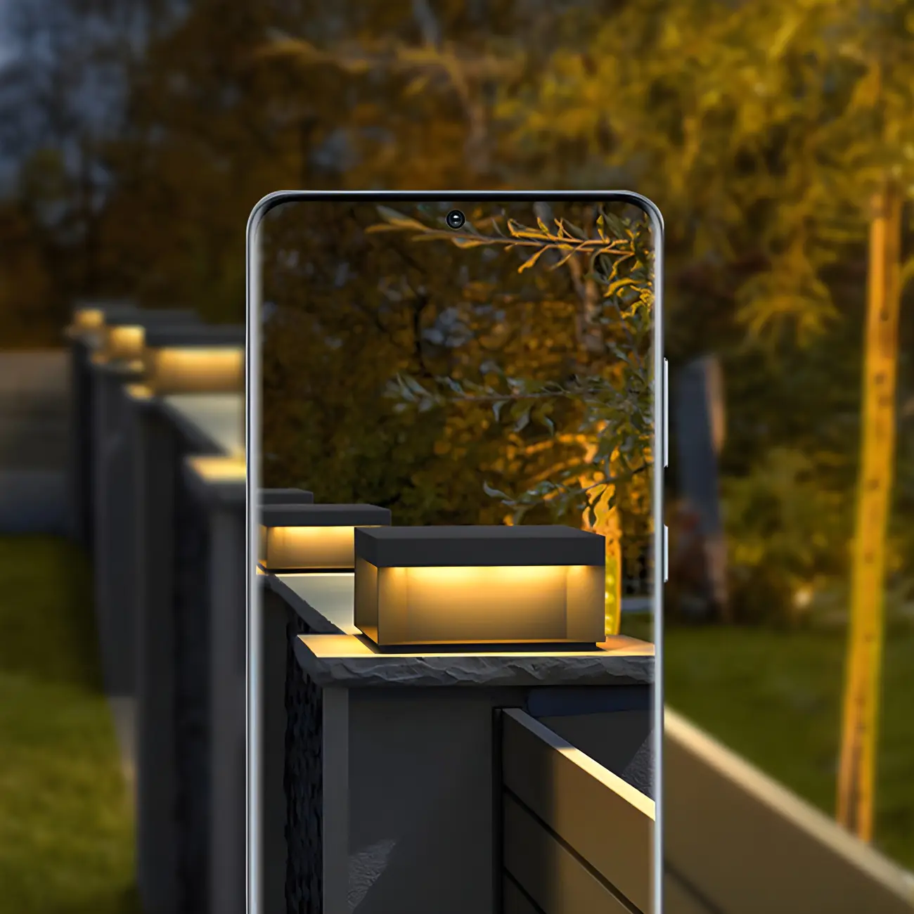 Black Square Metal Pillar Lamp with Warm LED Light - Solar Powered Image - 15 | homeyfad